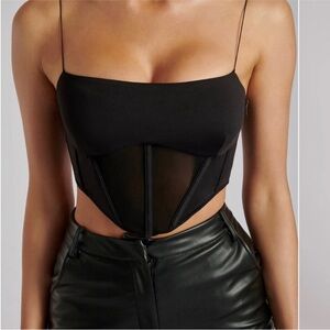 Cant Resist Black Mesh Bustier Corset Style Women's Top